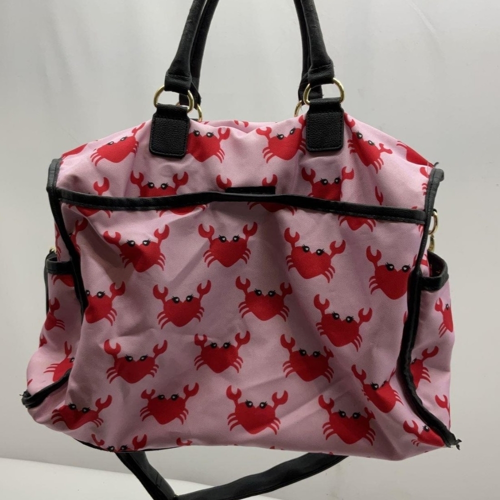 Rare Betsey Johnson Pink Crabby Heart Print Women's Bag - Picture 4 of 8